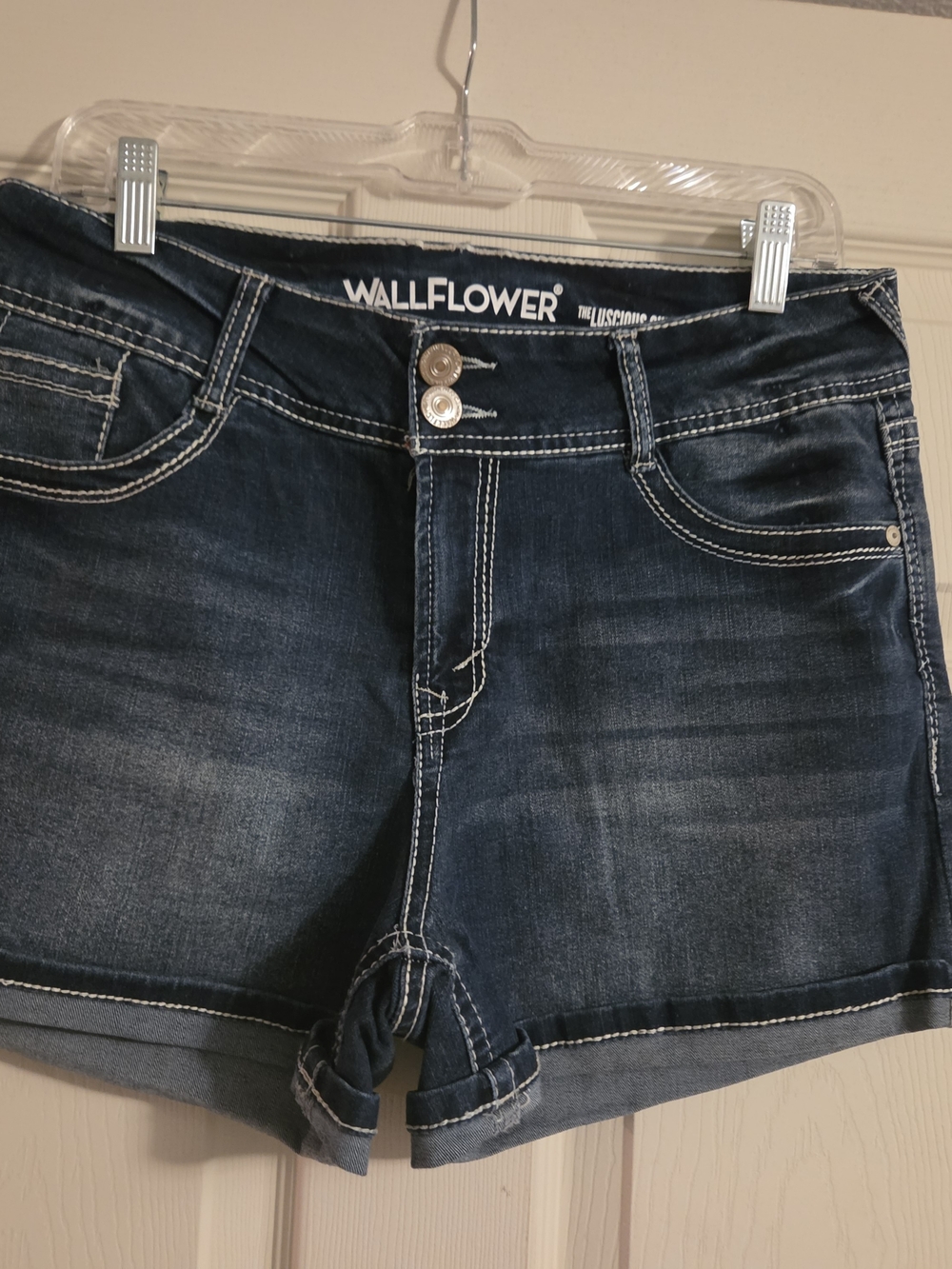 Wallflower Indigo Blue Rolled Hem Denim Shorts